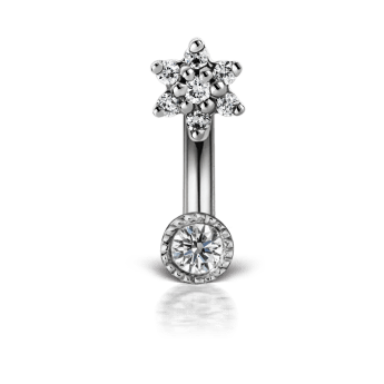 Diamond Flower and Scallop Set Diamond Rook Barbell