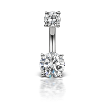 Cubic Zirconia Prong Solitaire Barbell