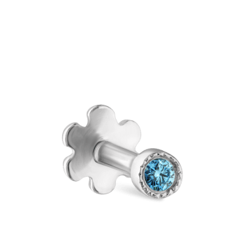 Scallop Set Light Blue Diamond Threaded Stud Earring