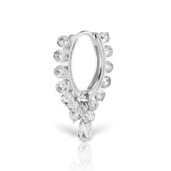 Diamond Coronet with Briolette Hoop Earring