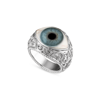 Lace and Pavé Diamond Eye Finger Ring