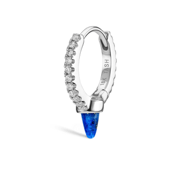 Lapis Single Short Spike Diamond Eternity Hoop Earring