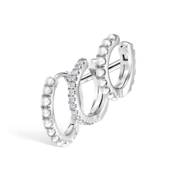 Pearl and Diamond Triple Linked Eternity Hoop Earring and Cuffs