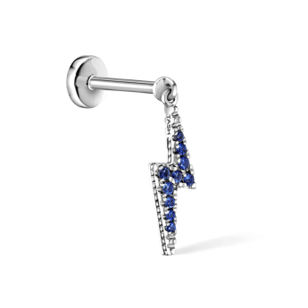 Diamond and Sapphire Lightning Bolt Threaded Charm Earring