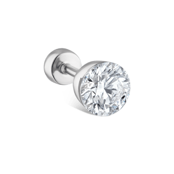 Invisible Diamond Threaded Stud Earring with Diamond Back White Gold 4.7mm