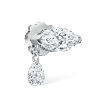 Single Teardrop Marquise Diamond Threaded Stud Earring